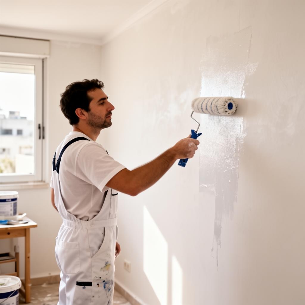 Painter refreshing an apartment